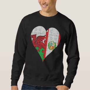 Sudadera Corazón de la bandera del Perú galés
