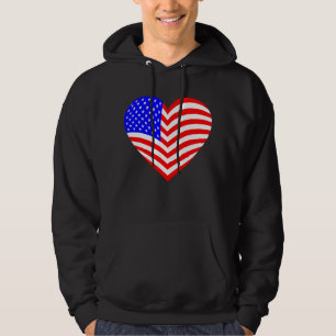 Sudadera corazón de la bandera estadounidense usa patriotic