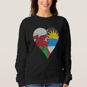 Sudadera Corazón de la bandera galesa de Antiguo y Barbudan