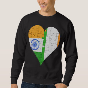 Sudadera Corazón de la bandera india irlandesa