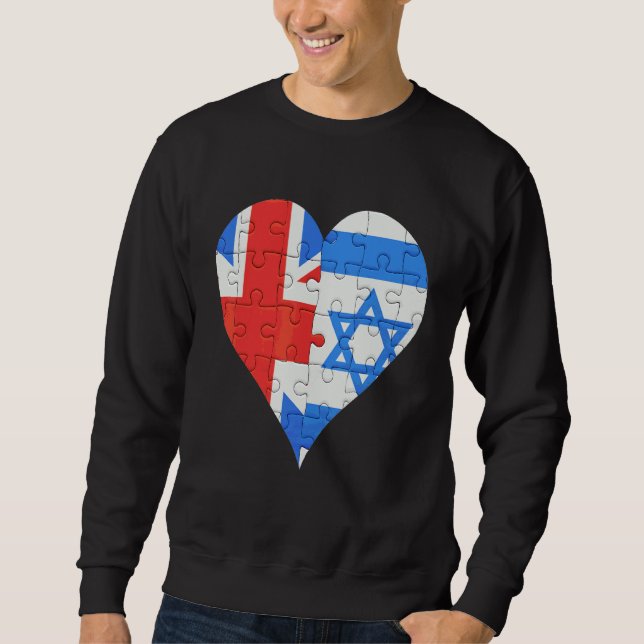 Sudadera Corazón de la bandera israelí británica (Anverso)