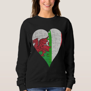 Sudadera Corazón de la bandera italiana galesa