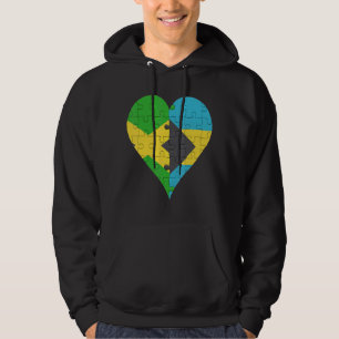 Sudadera Corazón de la bandera jamaiquina bahameña