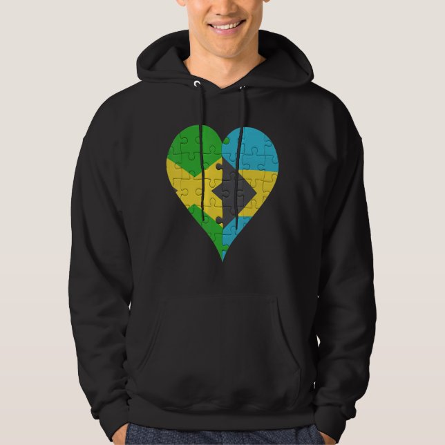 Sudadera Corazón de la bandera jamaiquina bahameña (Anverso)