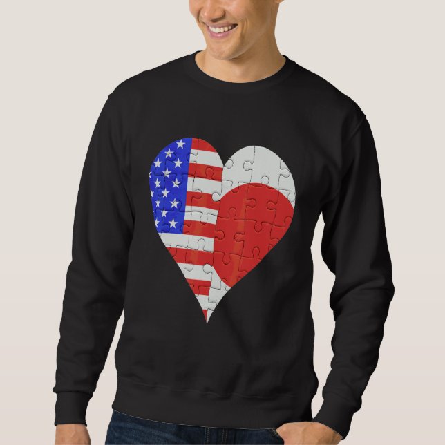 Sudadera Corazón de la bandera japonesa estadounidense (Anverso)