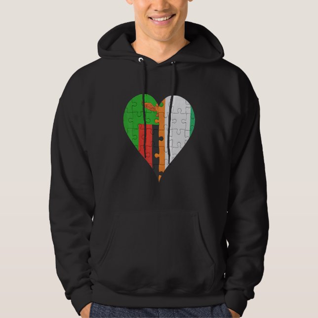 Sudadera Corazón de la bandera marfileña zambiana (Anverso)