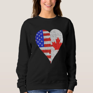 Sudadera Corazón de la bandera norteamericana canadiense