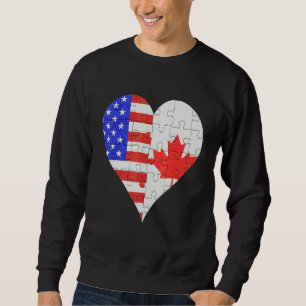 Sudadera Corazón de la bandera norteamericana canadiense