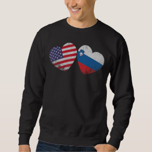 Sudadera Corazón de la bandera norteamericana eslovena, fam