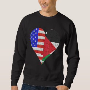 Sudadera Corazón de la bandera palestina estadounidense