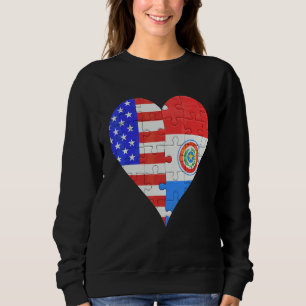 Sudadera Corazón de la bandera paraguaya de Estados Unidos