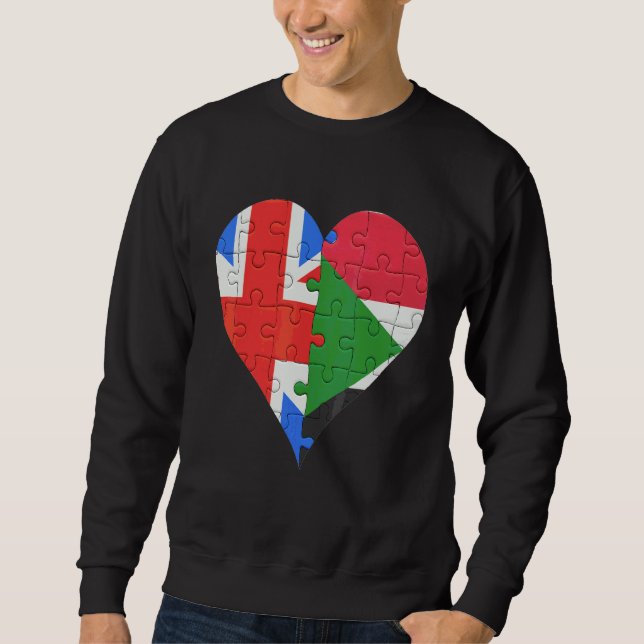 Sudadera Corazón de la Bandera Sudanesa Británica (Anverso)