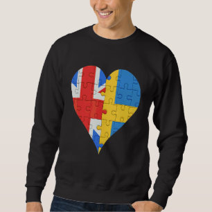 Sudadera Corazón de la bandera sueca británica