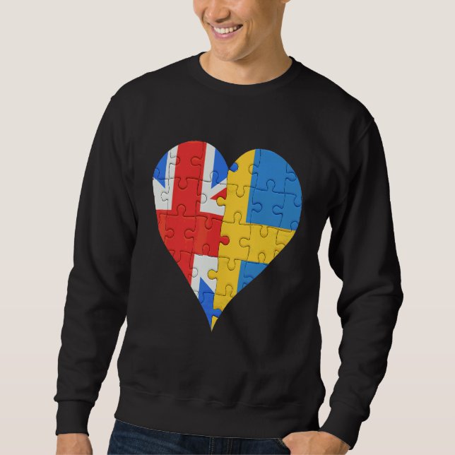 Sudadera Corazón de la bandera sueca británica (Anverso)