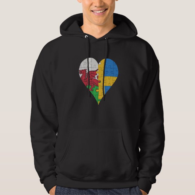 Sudadera Corazón de la bandera sueca galesa (Anverso)