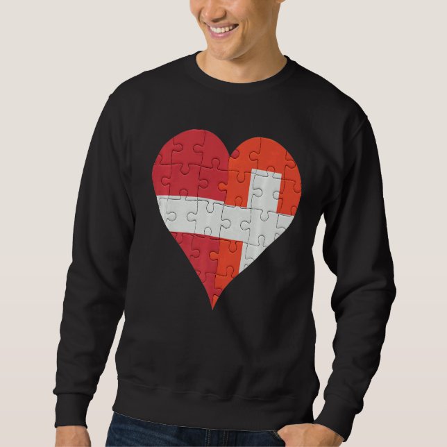 Sudadera Corazón de la Bandera Suiza de Letonia (Anverso)