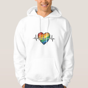 Sudadera Corazón de latido de arcoíris diseño de grabado vi