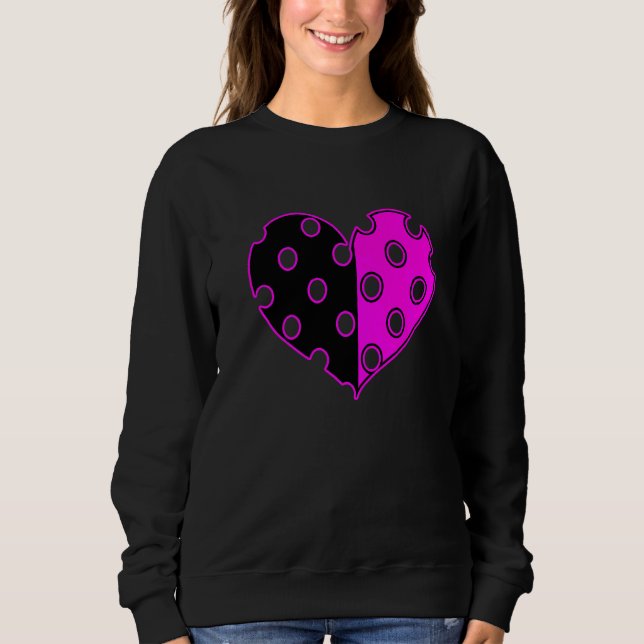 Sudadera Corazón de lunares en negro y rosa   (Anverso)