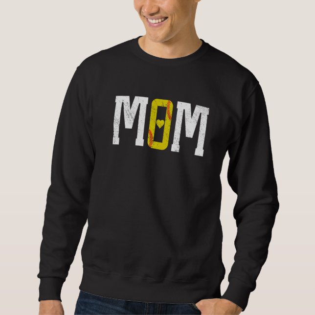 Sudadera Corazón de Mamá de Sóftbol   (Anverso)