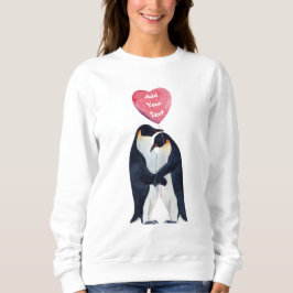 Sudadera Corazón de Pingüinos Emperador Pareja Personalizad