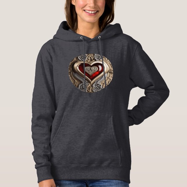 Sudadera Corazón de Steampunk - Amor Mecánico Intrincado (Anverso)