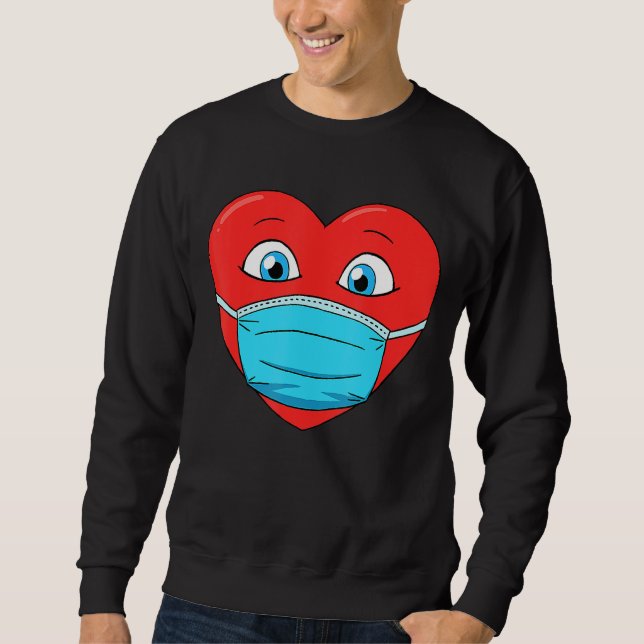Sudadera Corazón en la cara Máscara Hombres Graciosos Mujer (Anverso)
