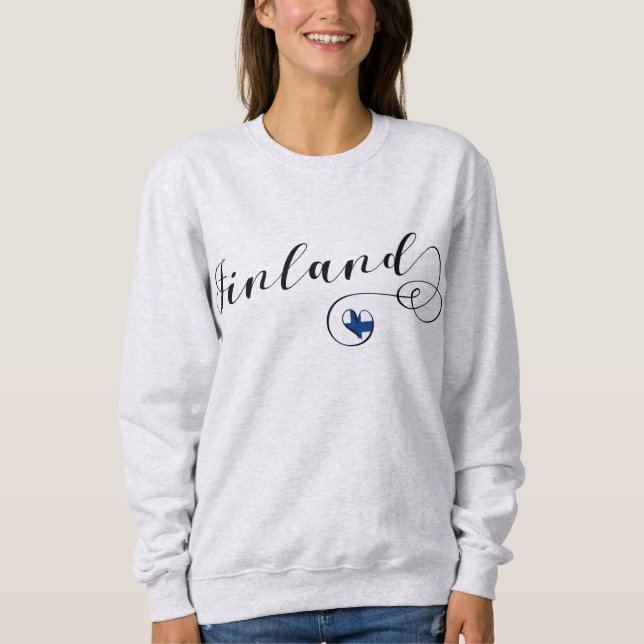 Sudadera Corazón Finlandia, Bandera Finlandesa (Anverso)