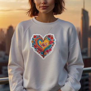 Sudadera Corazón Floral Colorido Amor Diseño Romántico