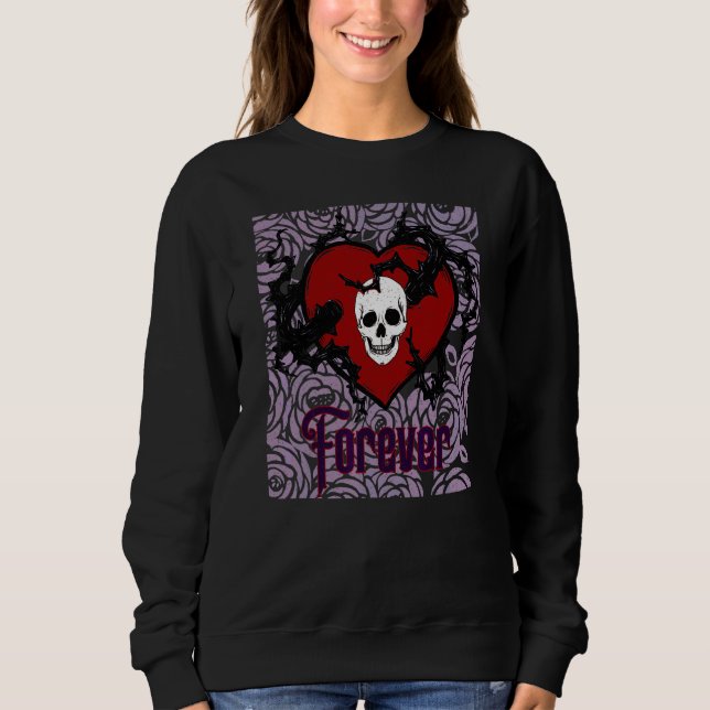 Sudadera Corazón gótico para siempre con rosas para goths (Anverso)