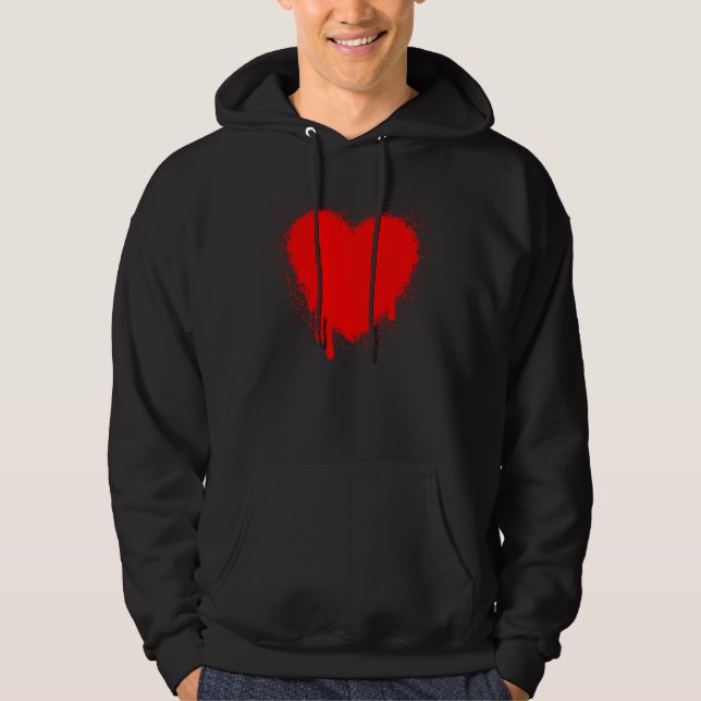 Sudadera Corazón Grunge - Rojo (Anverso)