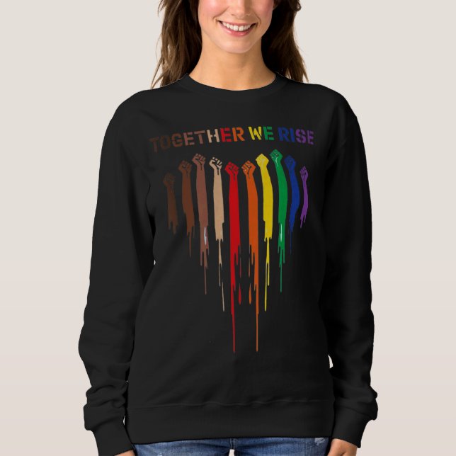 Sudadera Corazón juntos levantamos ropa Derechos humanos so (Anverso)