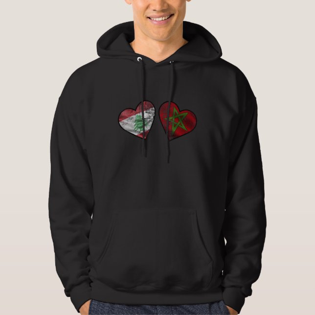Sudadera Corazón libanés marroquí y banderas nacionales (Anverso)