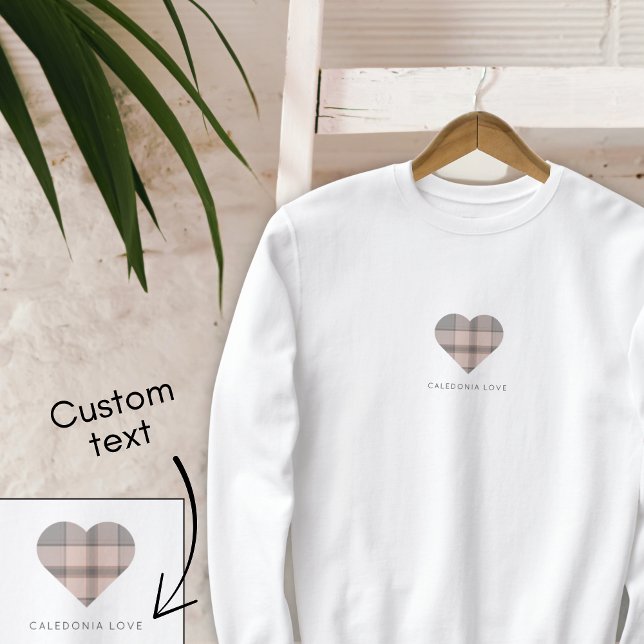 Sudadera Corazón lindo Beige escocés Tartán (Subido por el creador)
