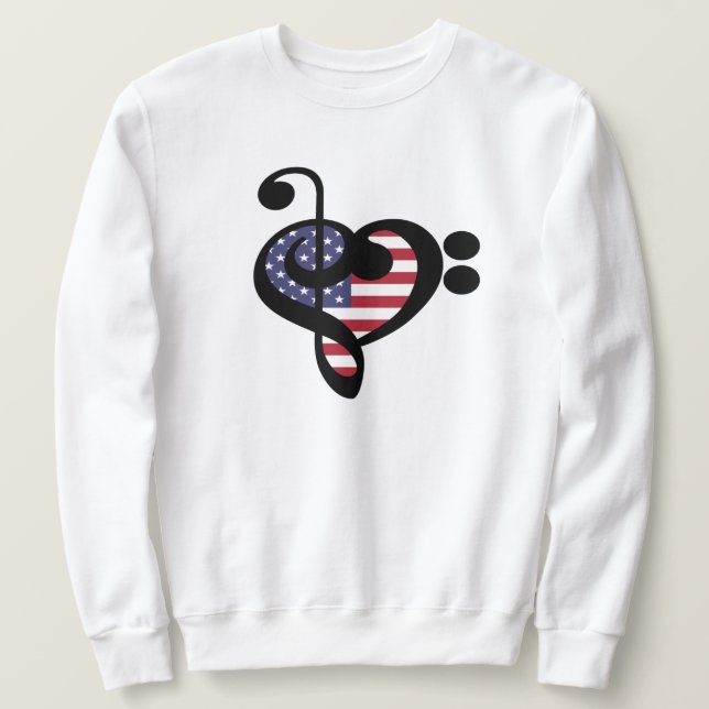 Sudadera Corazón musical de la bandera de Estados Unidos -  (Anverso del diseño)