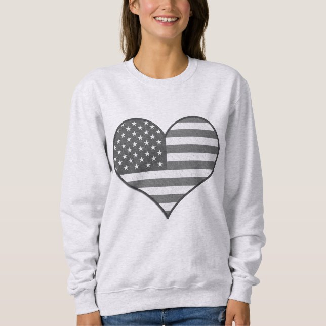 Sudadera Corazón patriótico de la bandera estadounidense (Anverso)