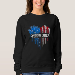 Sudadera Corazón Perro Paws Mascota Bandera Estadounidense 