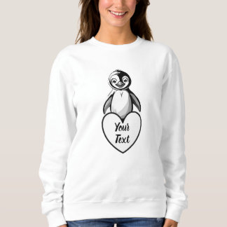 Sudadera Corazón pingüino con su mensaje Personalizado