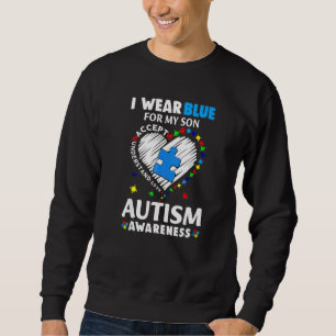 Sudadera Corazón Que Llevo Azul Para Mi Hijo Mes De Concien