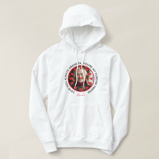 Sudadera Corazón Rojo Cute Reloj Amo Abuelos Foto (Diseño del anverso)