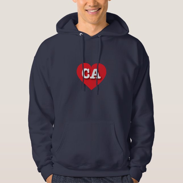 Sudadera Corazón Rojo de California - Amo CA (Anverso)