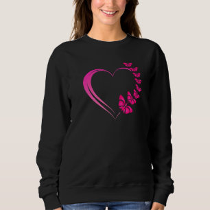 Sudadera Corazón Rosa Caliente Con Mariposas Rosadas Para M