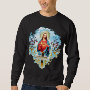Sudadera Corazón sagrado de Jesucristo Cruz de la Vintage C
