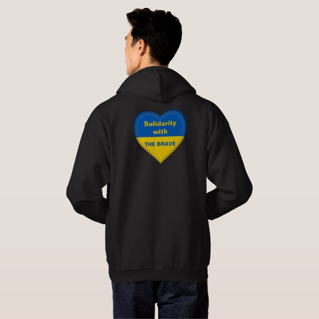 Sudadera Corazón solidario de la bandera ucraniana (Reverso completo)