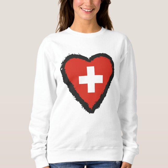 Sudadera Corazón suizo - Amo Suiza (Anverso)