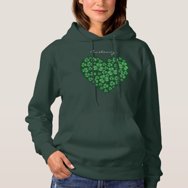 Sudadera corazón verde de Shamrock St Patrick's Day  (Anverso)