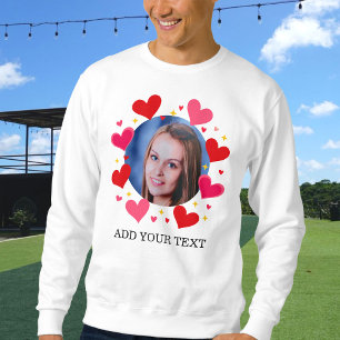 Sudadera Corazones de Amor Rojo con Texto de Foto Personali