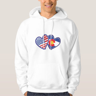Sudadera Corazones de Bandera de Estados Unidos y Colorado