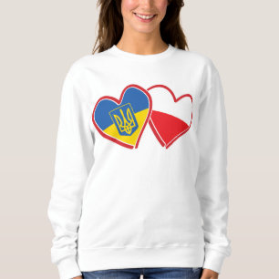 Sudadera Corazones de banderas de Ucrania y Polonia