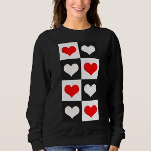 Sudadera Corazones de cuadros rojos y blancos