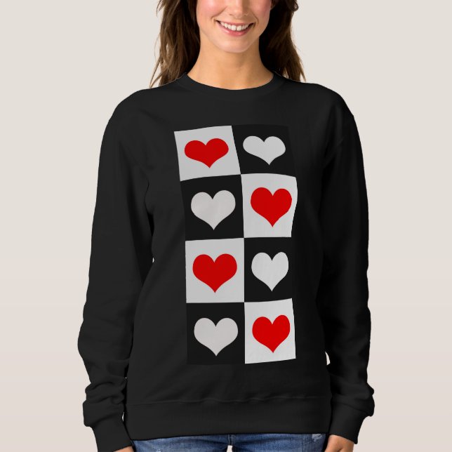 Sudadera Corazones de cuadros rojos y blancos (Anverso)
